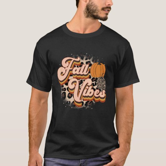 Fall Vibes Retro Leopard Pumpkin Erntedank Men T-Shirt (Vorderseite)