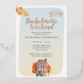 Fall Vibes Rustic Bachelorette Weekend Rose Gold Folieneinladung (Vorderseite)