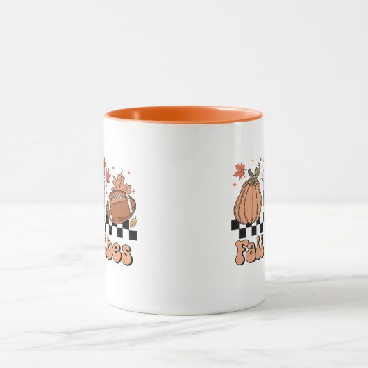 Fall Vibes Tasse, Pumpkinzeit, Retro Fall Doodle Tasse (Zentrum)