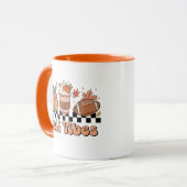 Fall Vibes Tasse, Pumpkinzeit, Retro Fall Doodle Tasse (Vorderseite Links)
