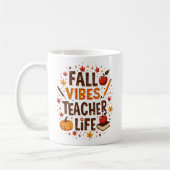 Fall Vibes Teacher Life - Retro Niedlich Personali Kaffeetasse (Links)