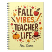 Fall Vibes Teacher Life - Retro Niedlich Personali Notizblock (Vorderseite)