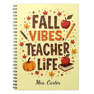 Fall Vibes Teacher Life - Retro Niedlich Personali Notizblock