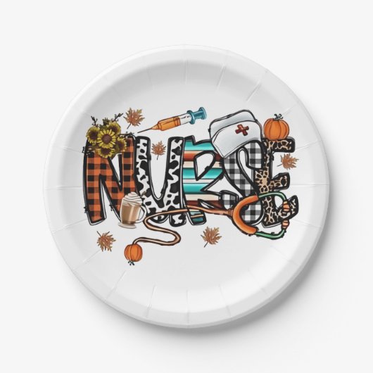 Fall Vibes that Nurlife Nurse Fall Saison Autum Pappteller (Vorderseite)