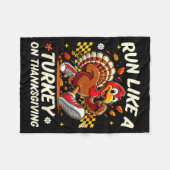 Fall Vibes Turkey Trot Run Like A Turkey On Thanks Fleecedecke (Vorderseite (Horizontal))