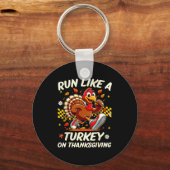 Fall Vibes Turkey Trot Run Like A Turkey On Thanks Schlüsselanhänger (Vorderseite)
