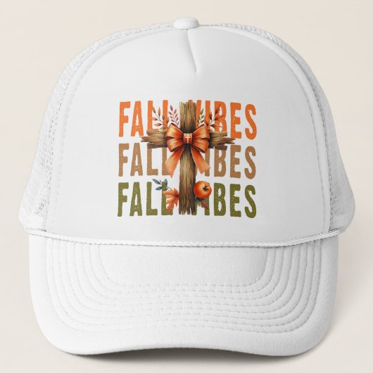 Fall Vibes und Cross Trucker Hat Truckerkappe (Vorderseite)