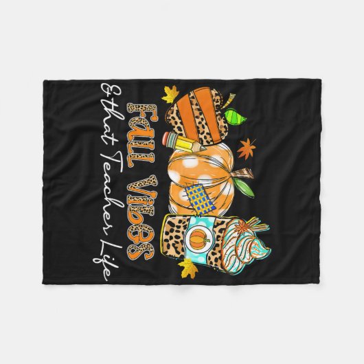 Fall Vibes und dieses Lehrer Life Apfelstiftpumpe Fleecedecke (Vorderseite (Horizontal))