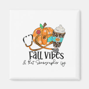 Fall Vibes und Sonographen Life Pumpkin Leopard Magnet