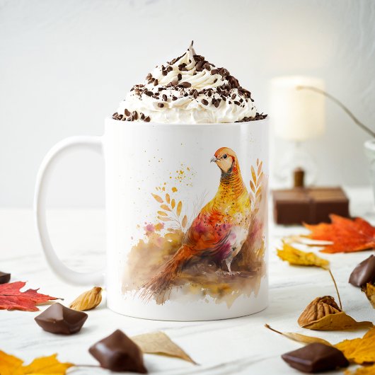 Fall Vibes Wasserfarbe Fasant - Kaffeetasse