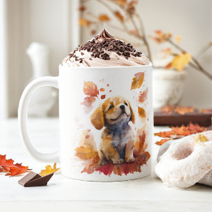 Fall Vibes Wasserfarbe Welpe - Kaffeetasse