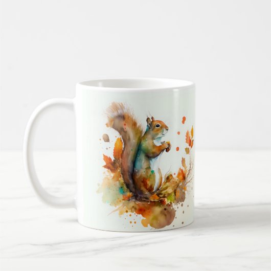 Fall Vibes Watercolor Eichhörnchen Kaffeetasse (Links)