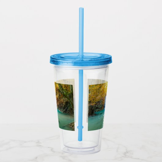 Fall View von Erawan Wasserfall Thailand Acryltrinkbecher (Rechts)