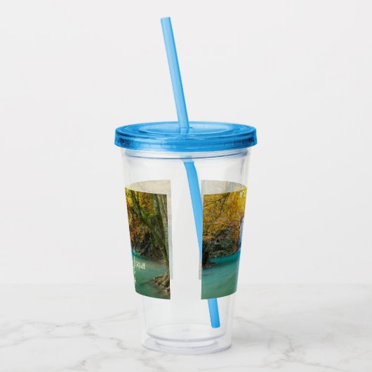 Fall View von Erawan Wasserfall Thailand Acryltrinkbecher (Links)