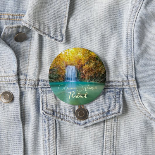 Fall View von Erawan Wasserfall Thailand Button (Beispiel)