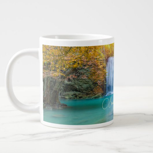 Fall View von Erawan Wasserfall Thailand Jumbo-Tasse (Links)