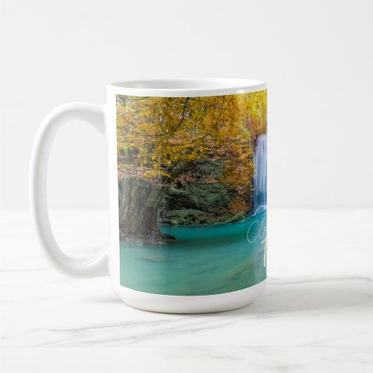 Fall View von Erawan Wasserfall Thailand Kaffeetasse (Links)