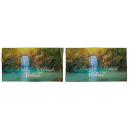 Fall View von Erawan Wasserfall Thailand Kissenbezug