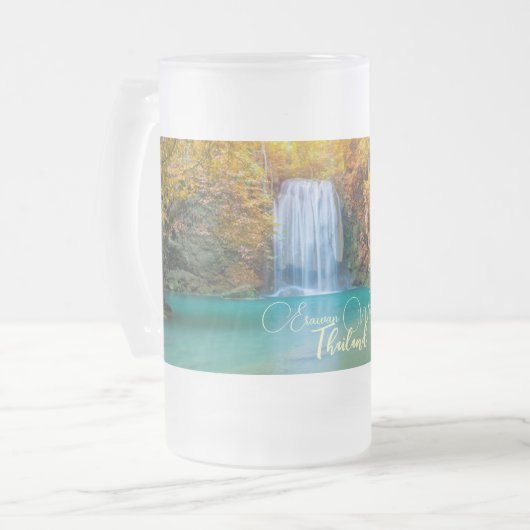Fall View von Erawan Wasserfall Thailand Mattglas Bierglas (Vorderseite Links)
