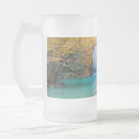 Fall View von Erawan Wasserfall Thailand Mattglas Bierglas (Links)