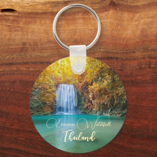 Fall View von Erawan Wasserfall Thailand Schlüsselanhänger (Vorderseite)