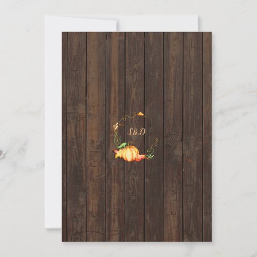 Fall Vintage Holzspürkins Hochzeit Einladung (Rückseite)