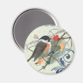 Fall Vintager Niedlicher Vogel auf Zweigstelle Magnet (Vorderseite/Rückseite)