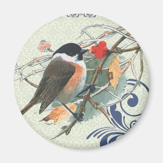 Fall Vintager Niedlicher Vogel auf Zweigstelle Magnet (Vorne)