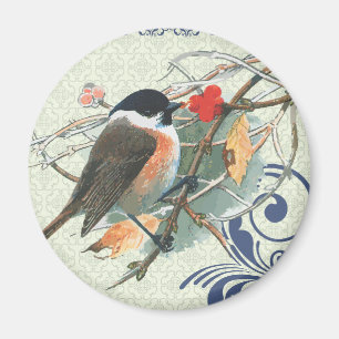 Fall-Vintager niedlicher Vogel, der auf Magnet