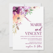 Fall Violet Wasserfarben Blume Hochzeit Einladung (Vorderseite)