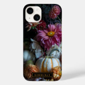 Fall von Blume und Pumkins iPhone Case (Rückseite)