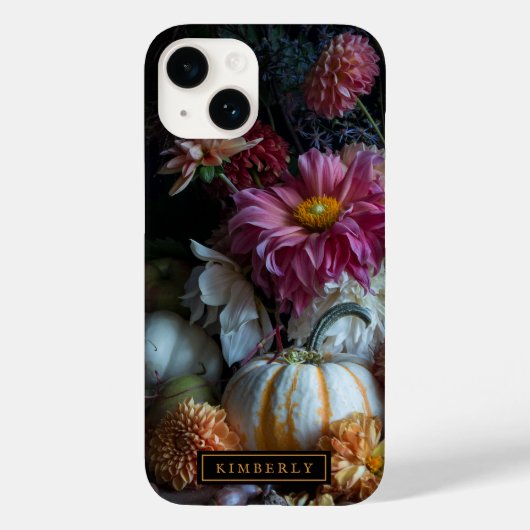 Fall von Blume und Pumkins iPhone Case (Rückseite)