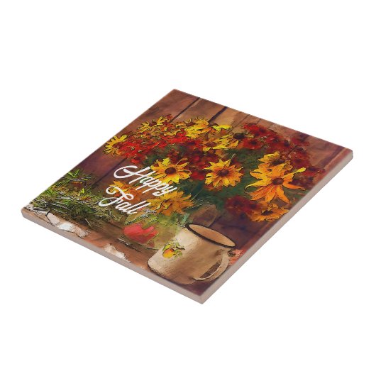 Fall von Blume und Tasse mit anpassbarem Text Fliese (Seite)