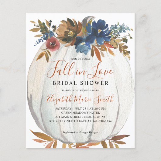 Fall von Liebe Blue Floral Pumpkin Brautparty (Vorderseite)