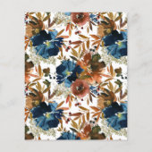 Fall von Liebe Blue Floral Pumpkin Brautparty Flyer (Hinten)