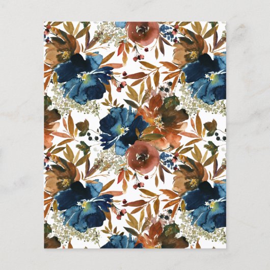 Fall von Liebe Blue Floral Pumpkin Brautparty Flyer (Hinten)