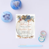 Fall von Liebe Blue Floral Pumpkin Brautparty Flyer (Einzeln)