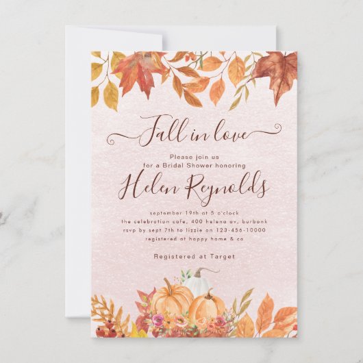 Fall von Liebe Boho Fall Pumpkin Brautparty Ankündigung (Vorderseite)