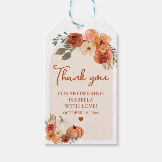 Fall von Liebe Boho Pumpkin Brautparty Gefallen Ta Geschenkanhänger (Vorderseite)