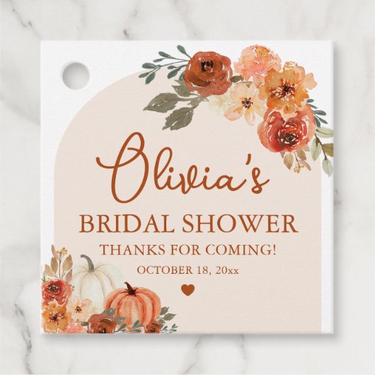 Fall von Liebe Boho Pumpkin Brautparty Gefallen Ta Geschenkanhänger (Vorderseite)