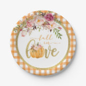 Fall von Liebe Plate - Orange Gingham Pappteller (Vorderseite)