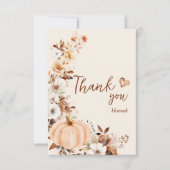 Fall von Liebe Pumpkin-Brautparty Dankeskarte (Vorderseite)