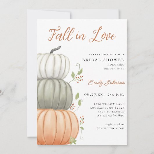 Fall von Liebe Pumpkin-Brautparty Einladung (Vorderseite)