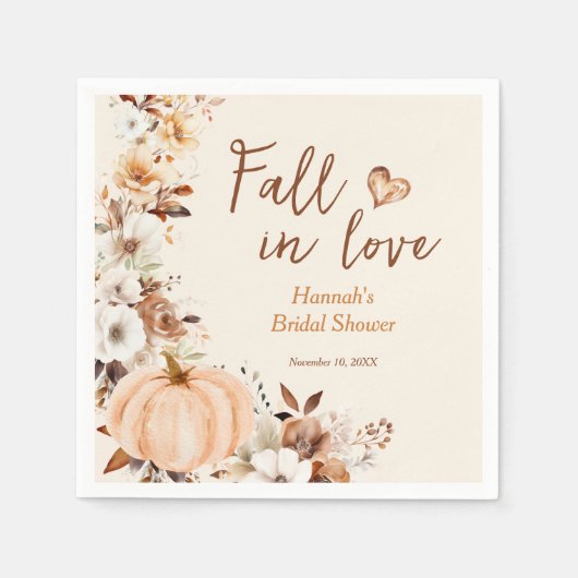 Fall von Liebe Pumpkin-Brautparty Serviette (Vorderseite)