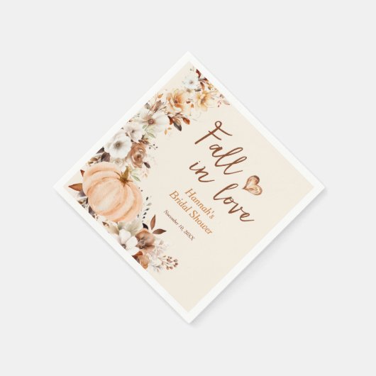 Fall von Liebe Pumpkin-Brautparty Serviette (Ecke)