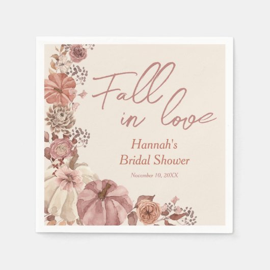 Fall von Liebe Pumpkin-Brautparty Serviette (Vorderseite)