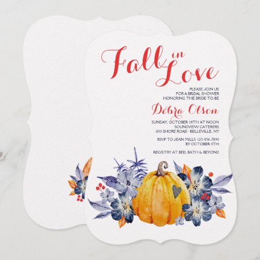 Fall von Liebe Pumpkin Einladung (Vorne/Hinten)