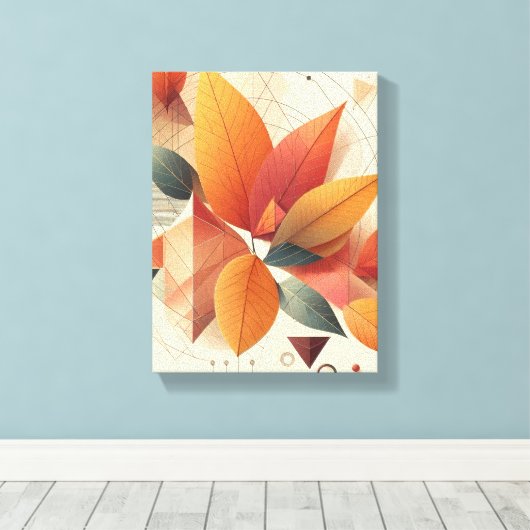 Fall Wall Art-Leaf and Geometric Shapes Leinwanddruck (Insitu (Holzboden))