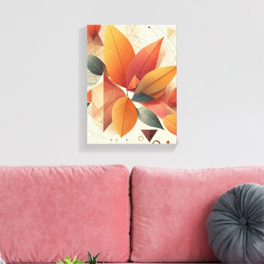 Fall Wall Art-Leaf and Geometric Shapes Leinwanddruck (Insitu (Wohnzimmer))