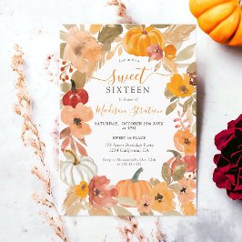 Fall Warm Boho Kürbis Blumenkürbis Sweet 16 Geburt Einladung